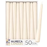 Horeca Candles - Spitzkerzen – Elfenbein Ø 2,3 x 25 cm - 50er Set Leuchterkerzen für Kerzenhalter - 7,5 Stunden Brenndauer - Tropffrei, Rauchfrei, Duftfrei