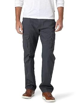 Wrangler Authentics Men's Relaxed Fit Stretch Cargo Pant, Anthracite Twill, 36W x 30L