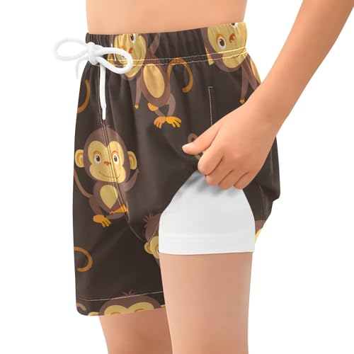 Bolaz Toddler Boys Swimwear Swim Trunks with Compression Liner 4T Cute Monkeys2