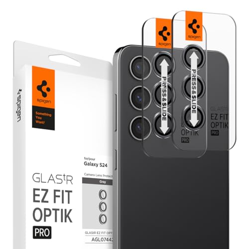 Spigen Camera Lens Screen Protector [GlasTR EZ Fit Optik Pro] Designed for Galaxy S24 [Case Friendly] - Onyx Black [2 Pack]