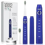 Voom Sonic Pro 5 Series - Cepillo de dientes electrónico recargable, recomendado por dentistas, cuidado bucal avanzado, temporizador de 2 minutos con ritmo cuadrante, 5 velocidades ajustables, cerdas