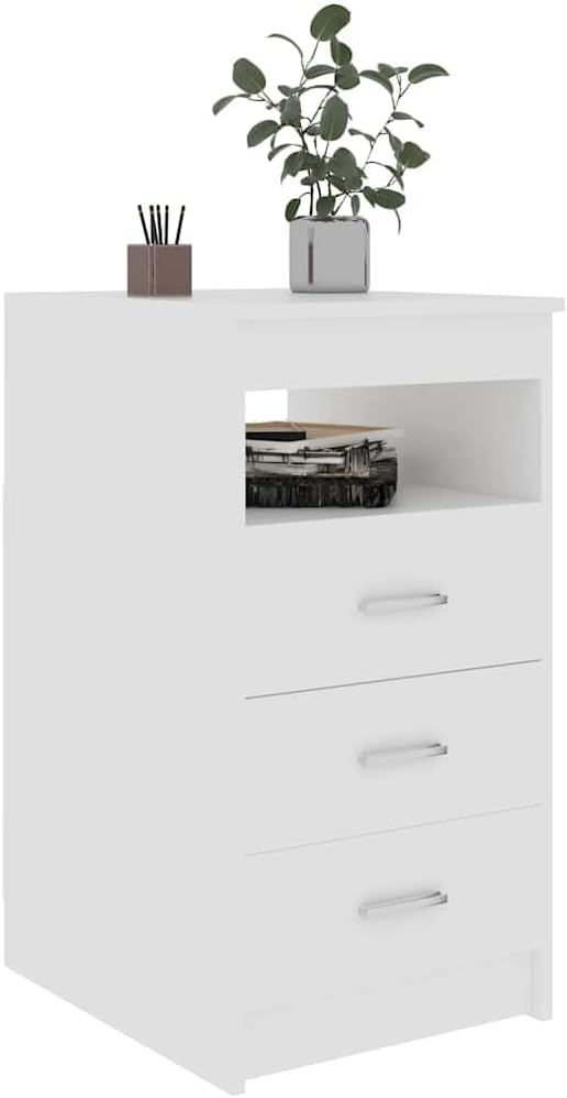 White Engineered Wood Drawer Cabinet Compact Storage Cabinet with Matte Finish 19.7 x 15.7 x 29.9 in for Bedroom Office Use Storage Locker Home Organization
