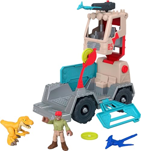 Fisher-Price Mattel Imaginext Jurassic World Trek ‘N Transform Toy Vehicle Play Set with Dinosaur, 3-inch Action Figure & Projectile Launcher with Projectiles