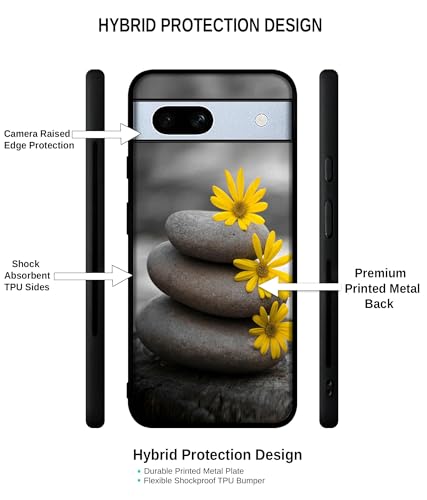Image of Stones and Flower Design Premium 2D Printed Metal Back Case Cover for Google Pixel 7A 5G