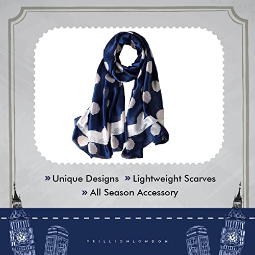 Image of Trillion London Spring Collection | Designer Silk Scarf For Women UK | Lightweight Neck Scarves | Shawl Wraps | Suitable for Daily Life | Smooth & Soft Finish | Gift for Women | Size-180cm x 90cm
