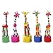 Tomaibaby 5Pcs Enfants en Bois Mignon Girafe Jouet Coloré Girafe Push Marionnettes Presse Basses Presse Pointe Marionnettes Debout Balançoires Pistolets Jouets Pivotant Danse Corps Girafe