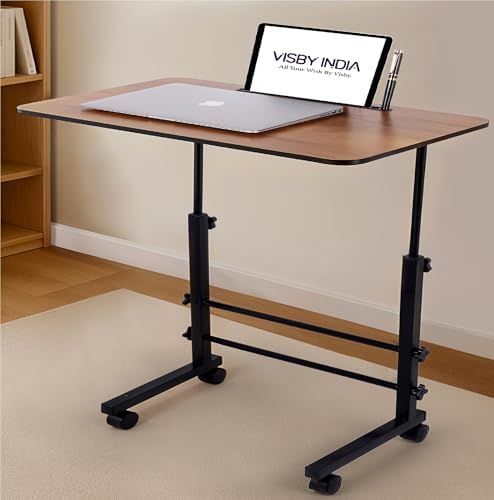 VISBY INDIA Height Adjustable Multipurpose Office Table for Home/Writing Desk for Office/Folding Table for School/Folding Study Table/Work from Home Table(60 X 60 X 40 Cm) (Wood Height Adjustable)