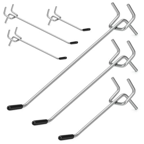JEAWIWI 72 Pcs Metal Pegboard Hooks, 4 & 6 & 8 Inch, Fit 1/8 in Pegboard by JEAWIWI - Used condition - US$16.55