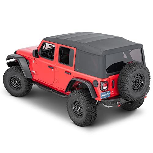 MasterTop Complete Soft Top with Hardware - Fits Jeep Wrangler JL 4-Door 2018-2023 - Jeep Wrangler JLU Soft Top 4 Door Jeep Wrangler Soft Top - Jeep JL Soft Top 4 Door, Black Diamond