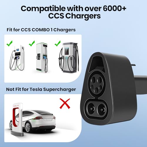 FITALLUS CCS to Tesla Charger Adapter Accessories Fit for Model 3/X/Y/S, 500V/250KW DC EV Supercharger Fast Charging for Level 3 Charging Station with CCS1 Plug - Thumbnail 6