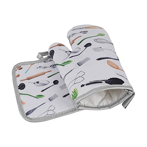 Qvkarw Conjuntos de luvas para assar, cozinhar e panelas resistentes ao calor do forno segura superf