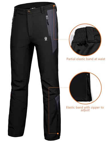 Little Donkey Andy Women's Fleece Lined Waterproof Softshell Pants Hiking Ski Snowboarding Pants Black Size S - Thumbnail 3