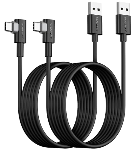 Image of SUNGUY USB C Cable 90 Degree 6FT, 2-Pack Right Angle 3A Fast Charging & Data Sync USB A to USB C Cord Compatible for Samsung Galaxy S21 S20 S10 S9 S8 Plus, Note 20 10 9 8, LG V50 V40 G8 G7