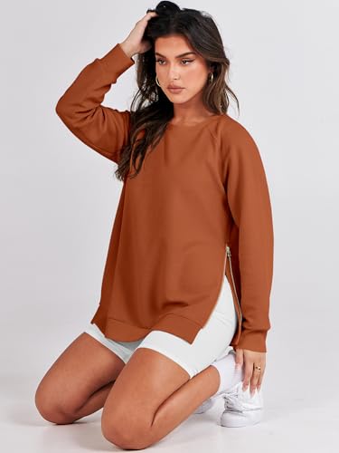 ANRABESS Women's Oversized Sweatshirts Crewneck Long Sleeve Tunic Pullover Shirts Side Zipper Hoodies 2025 Fall Clothes4