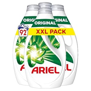 Lessive Liquide Ariel Original, 92 Lavages - Détache en 1 Seul Coup, Fraîcheur Impeccable Même à Froid, Made in France