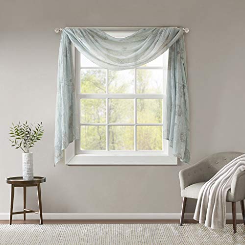 Madison Park Arella Scarf Sheer, Aqua