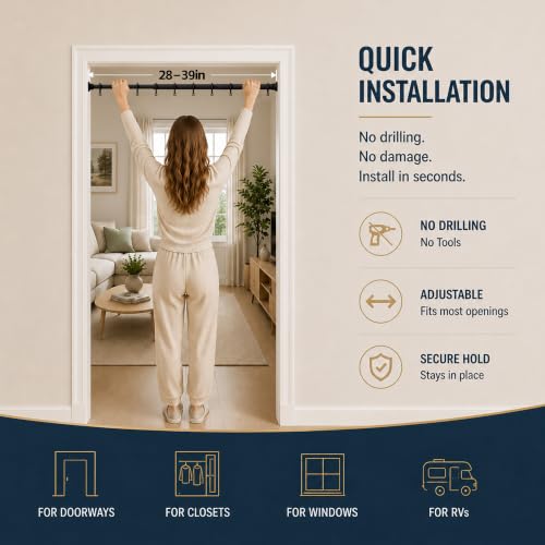 Image of Blackout Sliding Door Curtains for Doorways with Curtain Rods Adjustable 28-39 inch Long, Accordion Doors Magnetic Door Curtain for Bedroom Living Room Doorway Curtain Sets (1 Pack, 42 W x 78 L,Black)