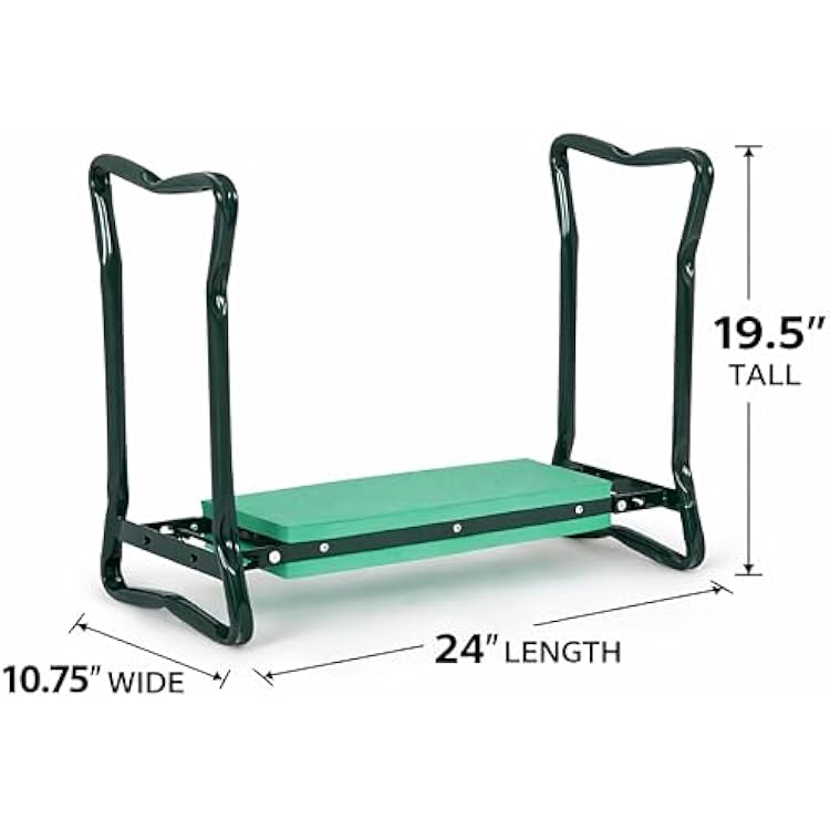Backyard Expressions Garden Kneeler & Seat 2-in-1 Garden Stool and Kneeler, Foldable Gardening Bench with Cushioned Pad for Weeding, Planting & Yard Work