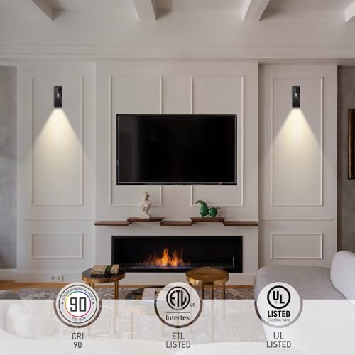LEONLITE 5CCT Dimmable LED Modern Outdoor Wall Light, 100-277V, CRI 90+ ETL Listed IP65 Dark Sky Down Light Wall Sconce, 14 Inch 1000LM 10%-100% Dimmable Exterior Accent Down Light, Pack of 2 by LEONLITE - Used condition - Image 3
