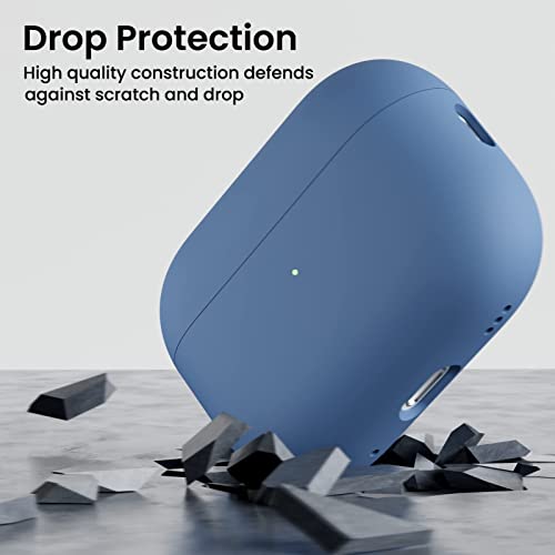 Ornarto Compatible With Airpods Pro 2 Case (2022), Protective Liquid Silicone Case Cover For Airpods Pro 2Nd Generation With Lanyard Soft Skin Front Led Visible Silicone Case-Blue #TOP5