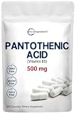 Micro Ingredients Pantothenic Acid, 500mg Vitamin B5 Per Serving | 365 Caps