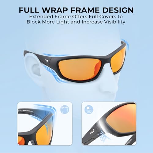 Image of KastKing Hiwassee Polarized Sport Sunglasses for Men and Women, Wrap Sunglasses for Fishing Cycling and Running,UV Protection