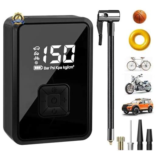 UN1QUE Cordless Tyre Inflator for Car, 150PSI Air Pump, 2X Faster Inflation, Accurate Pressure LCD Display, 4400mAh Portable Air Pump, Black