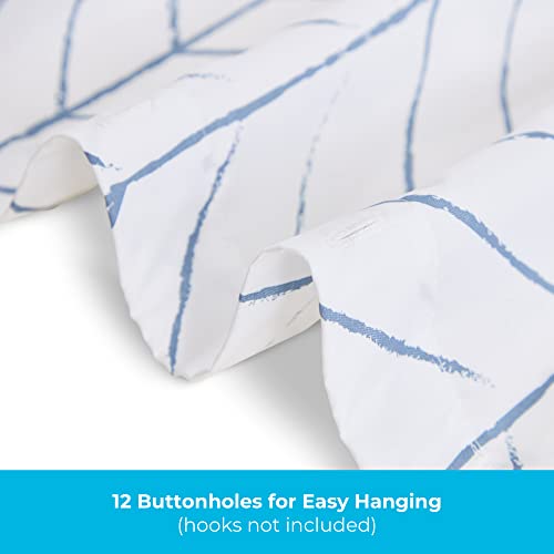 Linenspa Blue Herringbone Shower Curtain And Clear Shower Curtain Liner - 4G Heavy Duty Peva Waterproof Material #TOP4