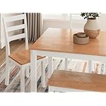 Signature Design by Ashley Gesthaven Modern Dining Table with 4 Chairs and Bench, Set of 6, White & Light Brown - Image 5