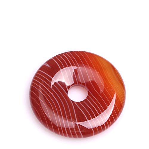 JOE FOREMAN 35mm Natural Semi Precious Donuts Rings Red Onyx Sardonyx Agate Gemstone Beads for Jewelry Making Strand 15"