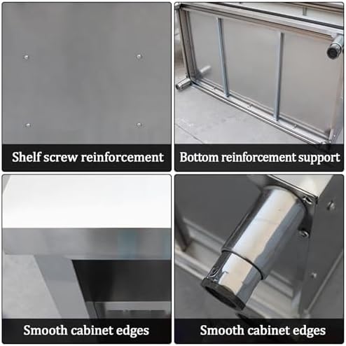 Stainless Steel Kitchen Prep Table, Double Door Storage Cabinet, Multifunctional Work Table for Restaurant, Garage, Laundry, Home - Large Space & Practical Design