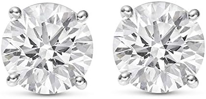14K White Gold 1.0 Carat Round Shape LAB GROWN Diamond IGI Certified Stud Earrings for women 4 Prong Push Back (E/F Color VS2/SI1 CLARITY)