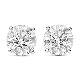 18K White Gold 1.5 Carat Round Shape LAB GROWN Diamond IGI Certified Stud Earrings for women 4 Prong Push Back (E/F Color VS2/SI1 CLARITY)
