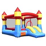 【Diseño hermoso】Hermosos colores y patrones exquisitos, más lúdicos.La inflación del castillo lleva solo unos minutos. área grande y alta estabilidad.