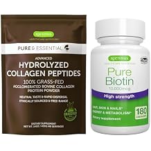 100% Grass-Fed Bovine Collagen Powder + Pure Biotin High Strength 10,000mcg Bundle, for Skin, Hair & Nails, by Igennus