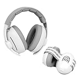 PLANTURECO 2-in-1 Adjustable Baby & Toddler Noise Cancelling Headphones - Ear Muffs for Kids 1-3 for Airplane Travel, Infant Ear Protection (0-48 Months) (White)