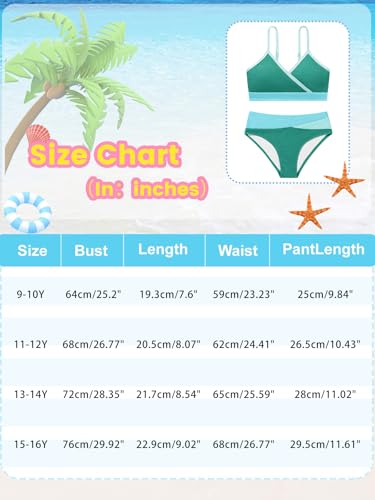 Image of Girl's 2 Piece Swimsuit Solid Spaghetti Strap Bikini Sets Beach Bathing Suit Swimwear for Teen Girls
