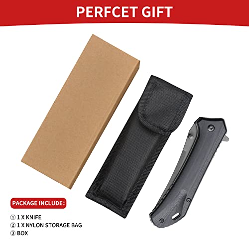 Culitech 3.5 Inches Blade Stainless Steel Folding Knife, Pocket Knife With Classic G10 Handle For Outdoor #TOP7