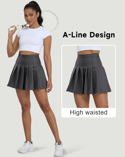 Image of Pleated Skirts for Women Tennis Skirt with Shorts High Waisted Mini Skort