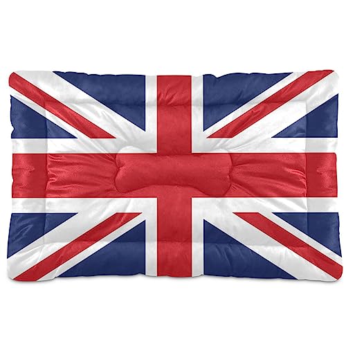 Coikll British Flag Pet Bed Pad Soft Dog Bed Mat with Anti-Slip Bottom, Machine Washable Crate Pad Mattress for Dog Sleeping