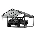 SUNLEI 12'x15'x8.5' Metal Carport, Heavy Duty Metal Carport Canopy with Galvanized Steel Roof and Frame, Permanent Garage for Pickup, Bass Boat, Trucks, Car and Tractors
