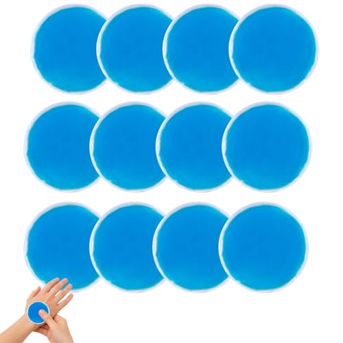 12 Pcs Round Blue Ice Pack, Small Hot Cold Compress Ice Bag Reusable Small Gel Ice Pack for Heat Stroke Prevention, Skin Care