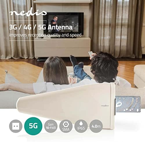 NEDIS 5G / 4G / 3G Antenna | GSM / 3G / 4G / 5G | Indoor and outdoor areas | 698-5000MHz | Gain dBi (with antenna cable): 11 dB | 4.00m | White 4.00 m White
