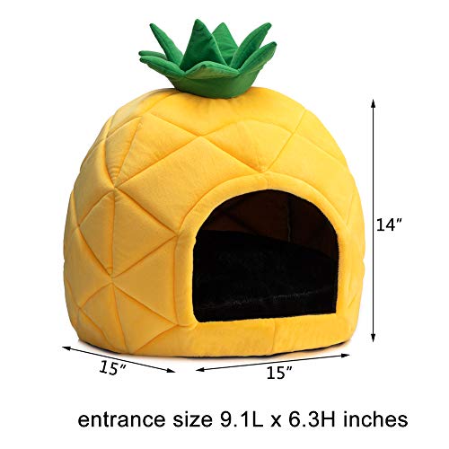 Hollypet HDHP-CB-PINEA Cozy Pet , Warm Cave Nest Sleeping Bed Pineapple Shape Puppy House For Cats And Small Dogs thumb #1