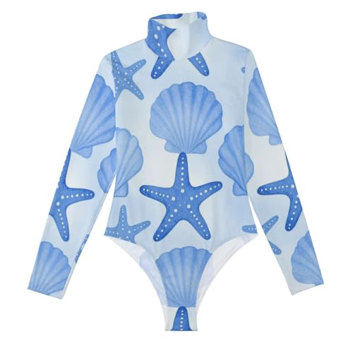Body de manga larga moldeador para estilizar la figura con cuello alto azul