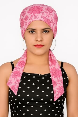 Image of Pure Cotton Double Layer Head Scarves Hair Wrap Cap, Adjustable Free Size Head Cover for Women, Girls, Under Helmet Cover