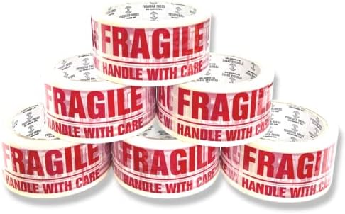 REQUISITE NEEDS Heavy Duty Strong Packaging Tape, Great For Packing, Shipping & Moving, 6 Roll (Fragile Tape)