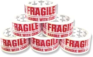 REQUISITE NEEDS Heavy Duty Strong Packaging Tape, Great For Packing, Shipping & Moving, 6 Roll (Fragile Tape)