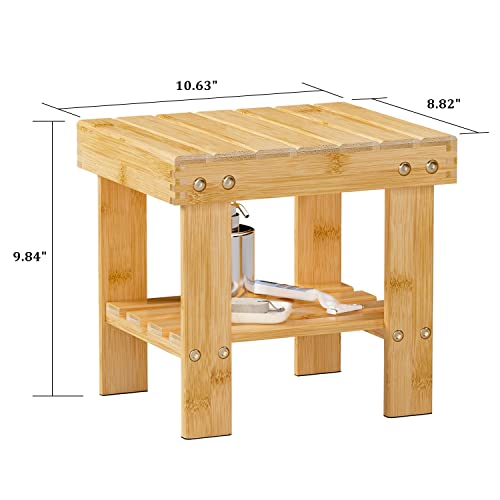 Zhuoyue Shower Stool For Shaving Legs Wooden Shower Foot Rest For Inside Shower Corner Shower Stool For Small Spaces Beige #TOP2