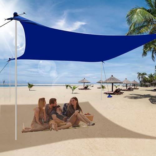 UMARDOO Family Beach Tent Canopy Sun Shade Portable 7×7FT, Large Wind Resistance Beach Sun Shelter Easy Setup with Packable Carry Bag for Outdoor Travel UPF 50+(Blue) - Image 7